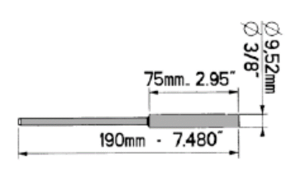 PILOT DIA. 12.695mm - .4998 LG 190 E = 9.52 Lg 75