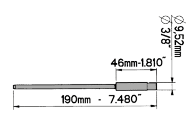 PILOT DIA.  8.70 mm - .3425 LG 190 E = 9.52 Lg 46